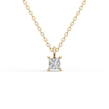 Lab Grown Princess Cut Diamond Solitaire Pendant with Bail