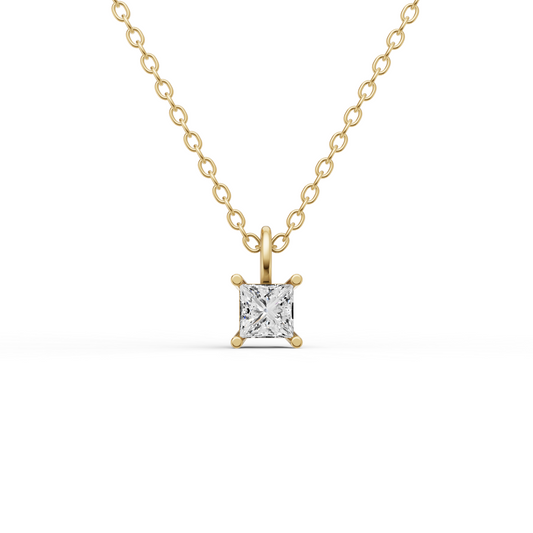Lab Grown Princess Cut Diamond Solitaire Pendant with Bail