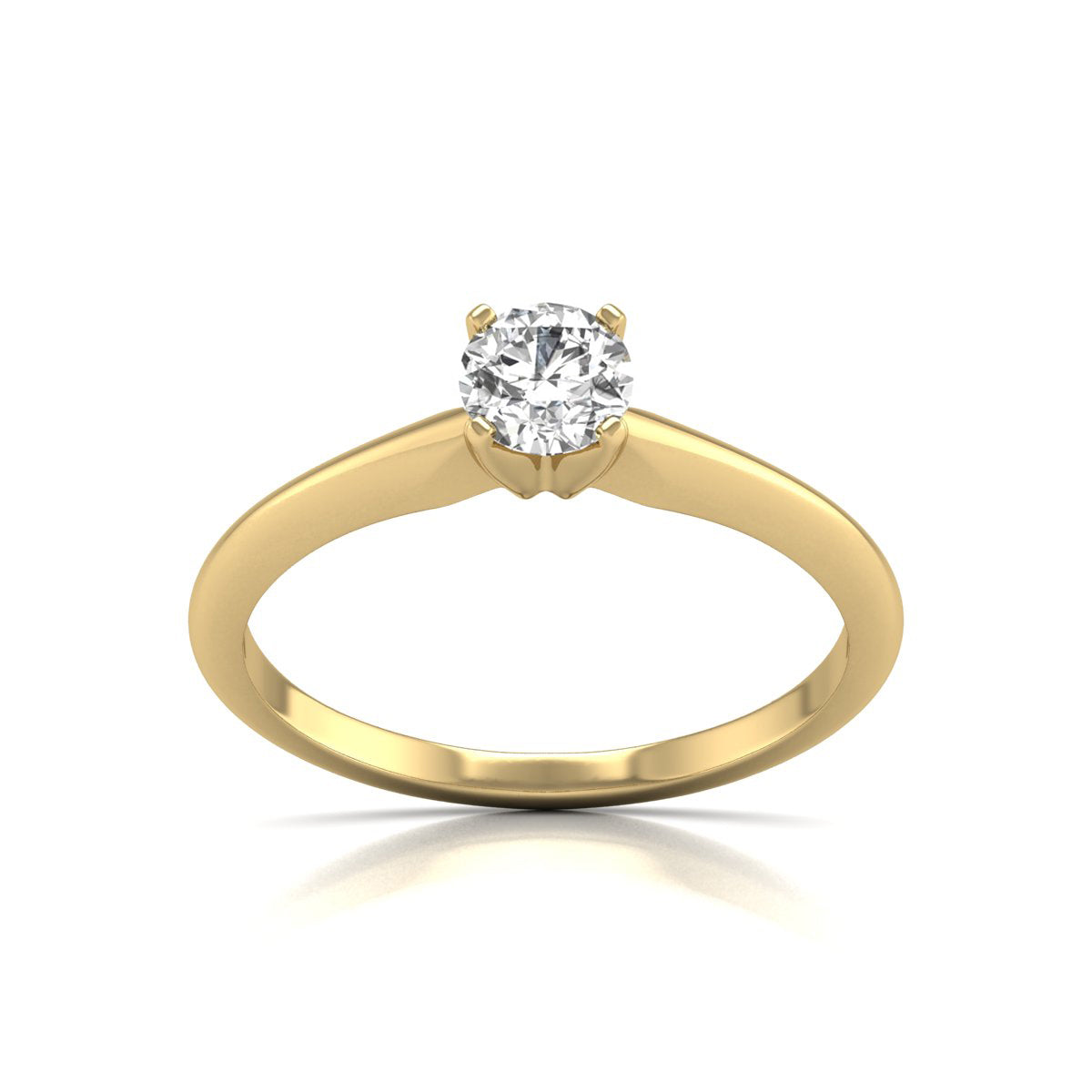 Round Shpae 4 Prong Solitaire Rings - Basket Settings