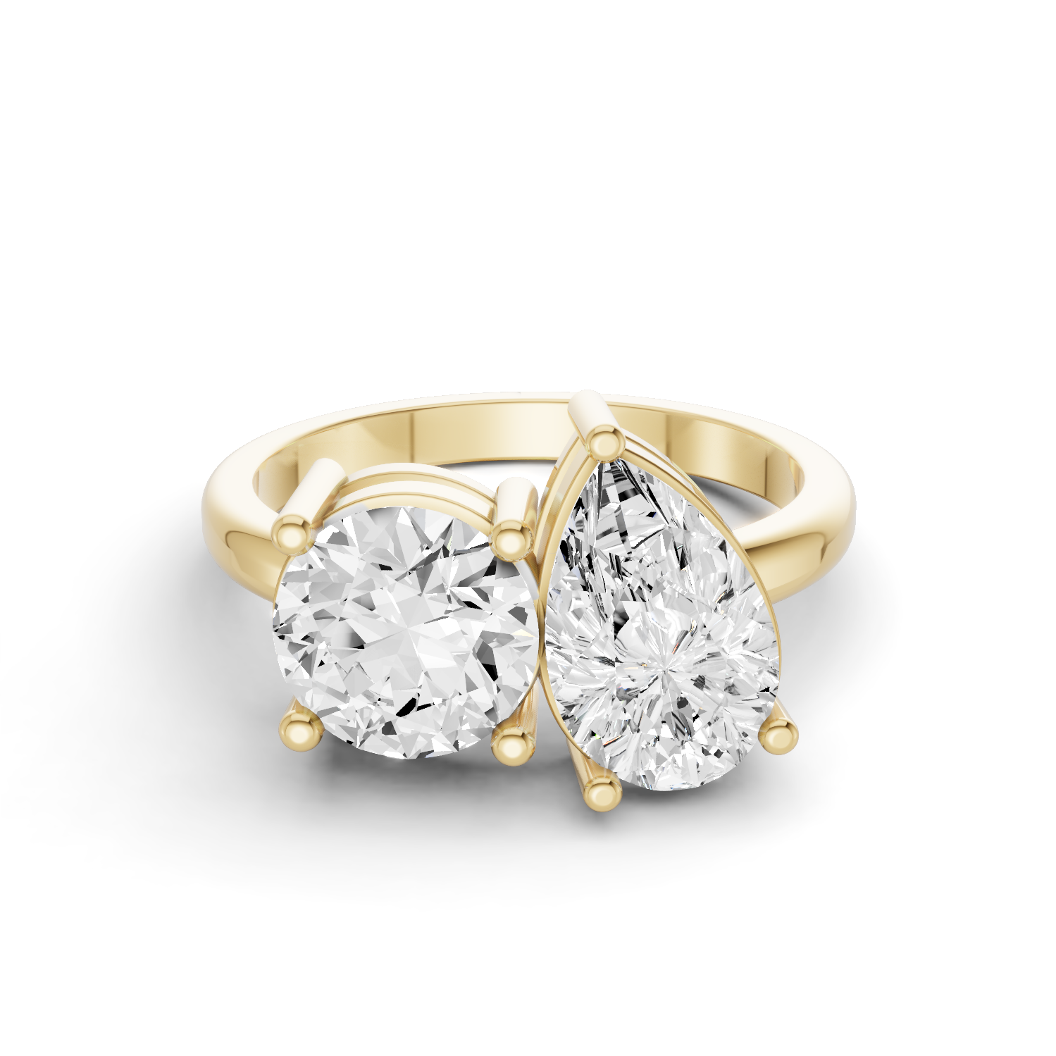 Round & Pear Cut Two Stone Ring