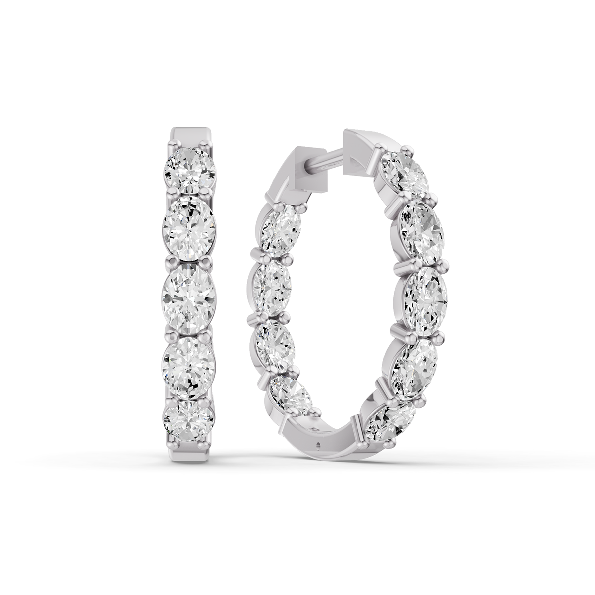 W Lab Grown Oval Diamond North-South Fancy Hoop Earrings