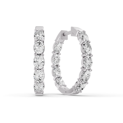 W Lab Grown Oval Diamond North-South Fancy Hoop Earrings