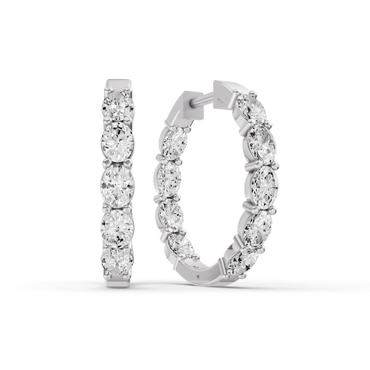 W Lab Grown Oval Diamond North-South Fancy Hoop Earrings
