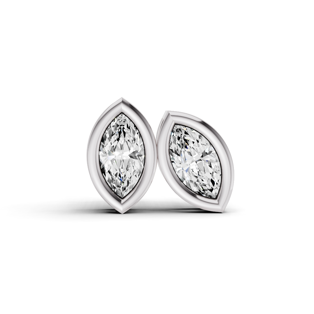 W Lab Grown Marquise Shape Diamond Solitaire Earrings with Bezel Setting