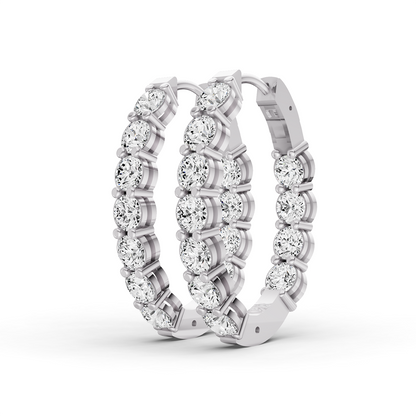 TW Lab Grown Diamond Oval Shape In & Out Hoop Earrings