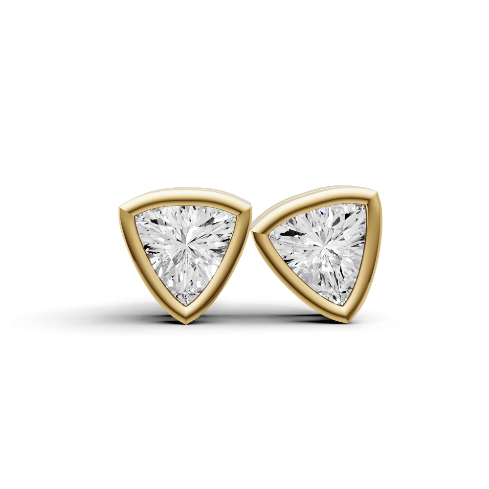 W Lab Grown Trillion Shape Diamond Solitaire Earrings with Bezel Setting