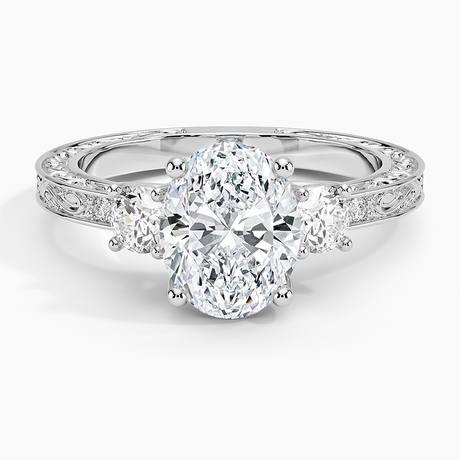 Antique Scroll Engraved Three Stone Diamond Ring (1/3 ct. tw.)