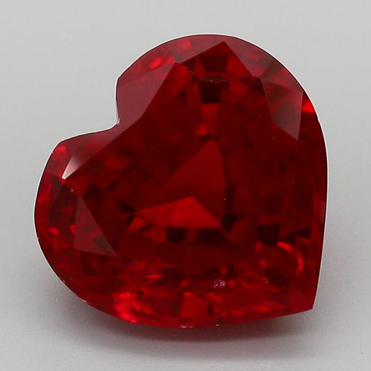 7.15 Carat Red Heart Shape Cut Lab Grown Ruby