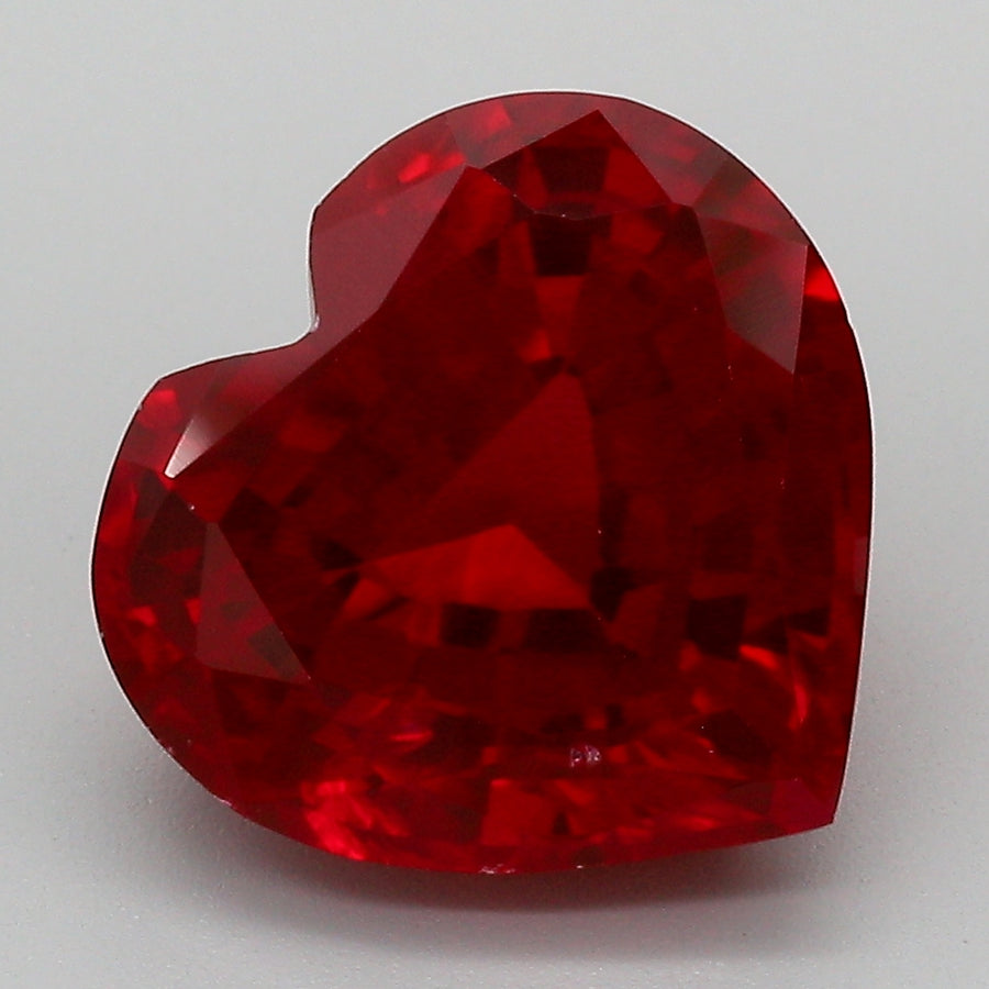 7.15 Carat Red Heart Shape Cut Lab Grown Ruby