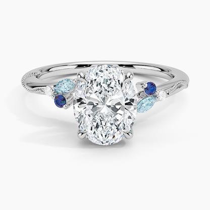 Camellia Indigo Milgrain Ring