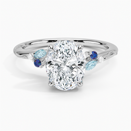 Camellia Indigo Milgrain Ring