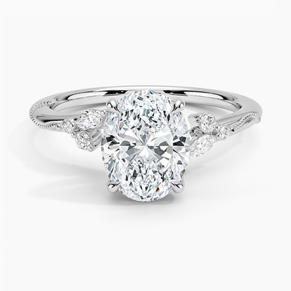 Camellia Milgrain Diamond Ring