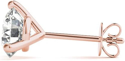 2 Carat - 6 Carat | 14K Gold | IGI Certified Lab Grown Solitaire Diamond Stud Earrings | 3 Prong Martini | Lab Grown  Round Diamonds Stud Earring for women | F-G Color, VS1-VS2 Clarity