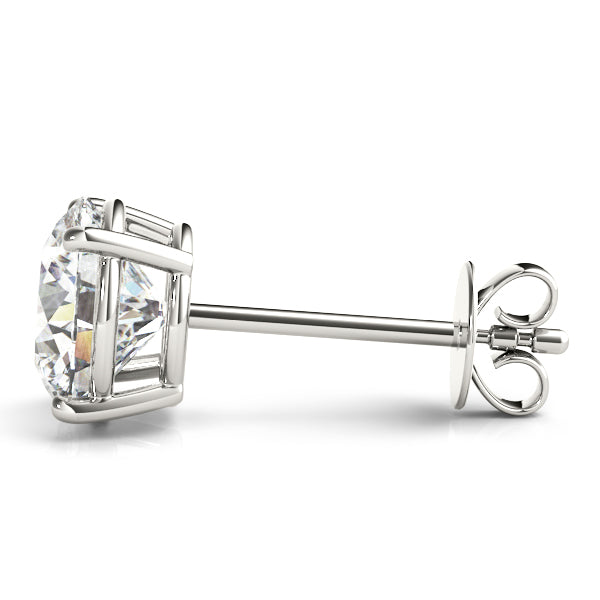 6.00 Carat 14K White Gold Lab Grown Diamond Solitaire Stud Earrings | Round Shape Push Back Prong Setting Revival Diamonds Earrings