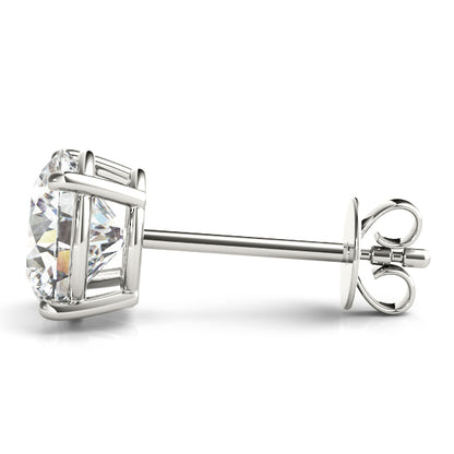 2.00 Carat 14K White Gold Lab Grown Diamond Solitaire Stud Earrings | Round Shape Push Back Prong Setting Revival Diamonds Earrings