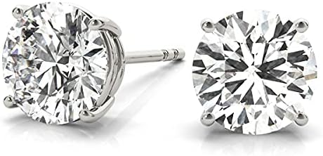 Lab Grown Diamond Stud Earring 14K Round Cut | 4 Prong Push Back Ultra Premium Collection | 1 cttw to 8 cttw Ring H-I Color, VS1-VS2 Clarity