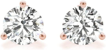 2 Carat - 6 Carat | 14K Gold | IGI Certified Lab Grown Solitaire Diamond Stud Earrings | 3 Prong Martini | Lab Grown  Round Diamonds Stud Earring for women | F-G Color, VS1-VS2 Clarity