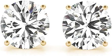 Lab Grown Diamond Stud Earring 14K Round Cut | 4 Prong Push Back Ultra Premium Collection | 1 cttw to 8 cttw Ring H-I Color, VS1-VS2 Clarity