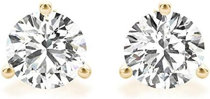 2 Carat - 6 Carat | 14K Gold | IGI Certified Lab Grown Solitaire Diamond Stud Earrings | 3 Prong Martini | Lab Grown  Round Diamonds Stud Earring for women | F-G Color, VS1-VS2 Clarity