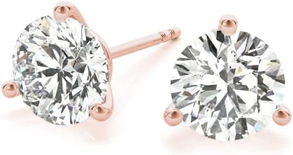 2 Carat - 6 Carat | 14K Gold | IGI Certified Lab Grown Solitaire Diamond Stud Earrings | 3 Prong Martini | Lab Grown  Round Diamonds Stud Earring for women | F-G Color, VS1-VS2 Clarity