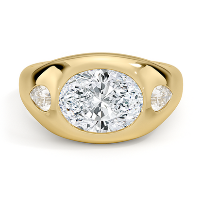 Sloane Flush Set Three Stone Diamond Dome Ring