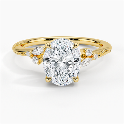 Camellia Milgrain Diamond Ring