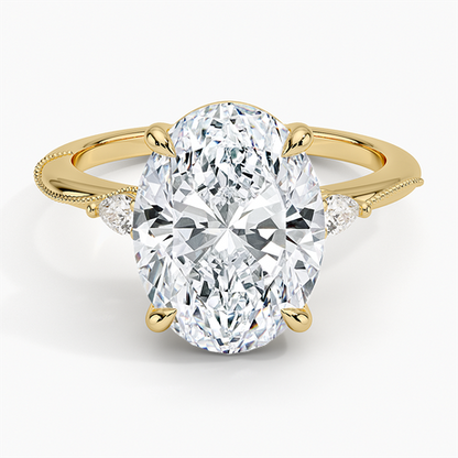 Camellia Three Stone Pear Diamond Ring