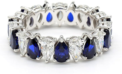 Revival Diamond Womens 14K White Gold Eternity Band Ring Pear-Shaped and Diamonds