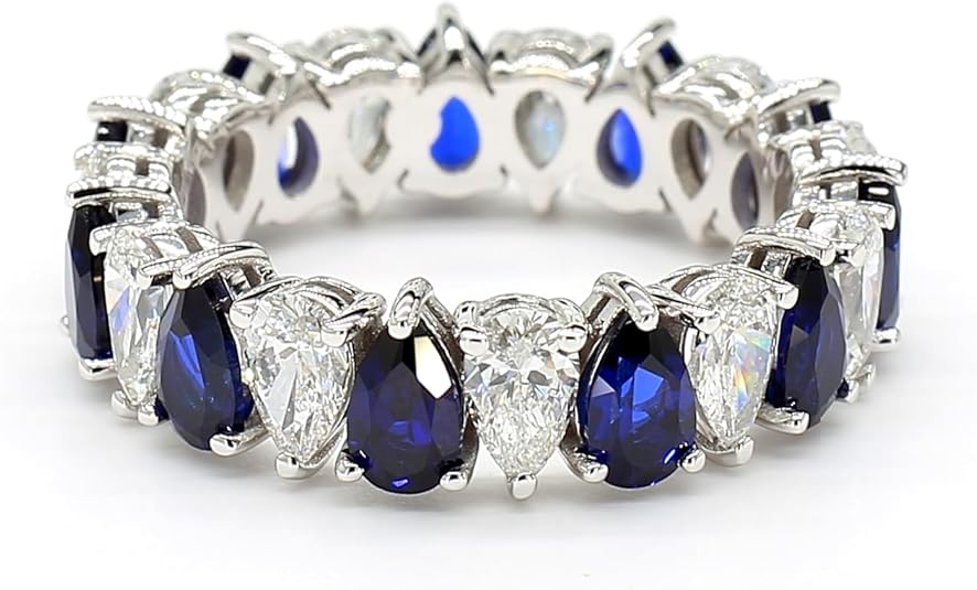 Revival Diamond Womens 14K White Gold Eternity Band Ring Pear-Shaped and Diamonds