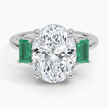 Luxe Rhiannon Three Stone Lab Emerald Ring
