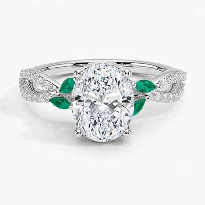Luxe Willow Lab Emerald and Diamond Ring (1/8 ct. tw.)