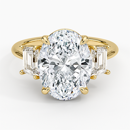 Luxe Embrace Three Stone Trapezoid Diamond Ring