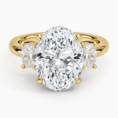 Faye Elongated Cushion Three Stone Diamond Ring
