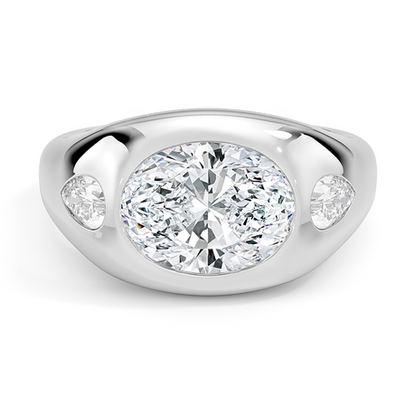 Sloane Flush Set Three Stone Diamond Dome Ring
