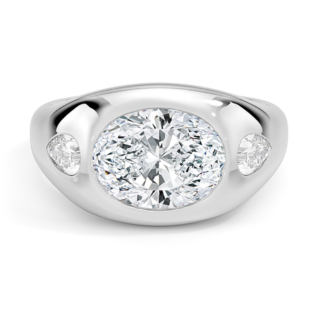 Sloane Flush Set Three Stone Diamond Dome Ring