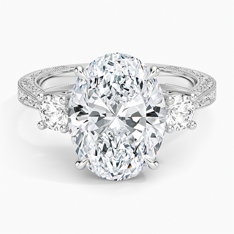 Elsie Three Stone Engraved Diamond Ring (1/3 ct. tw.)