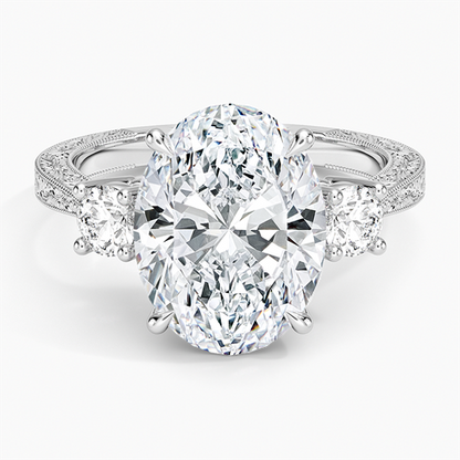 Elsie Three Stone Engraved Diamond Ring (1/3 ct. tw.)