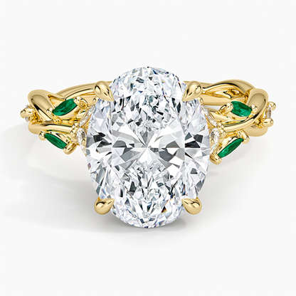 Secret Garden Lab Emerald and Diamond Ring (1/4 ct. tw.)