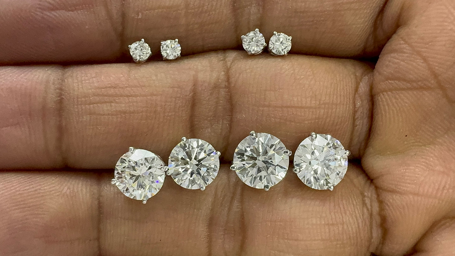 6 Ct Diamond Earrings, 14Kt Gold Lab Grown Diamond Earrings, Gold Diamond Earrings, Diamond Studs
