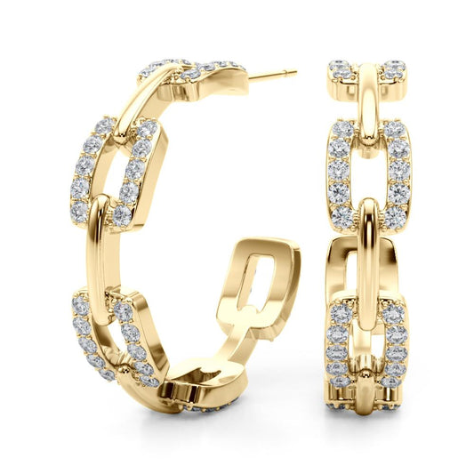 Lab Diamond Chain Link Hoop Earrings