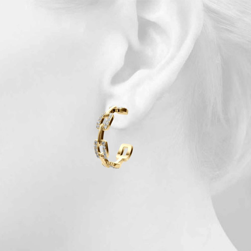 Lab Diamond Chain Link Hoop Earrings