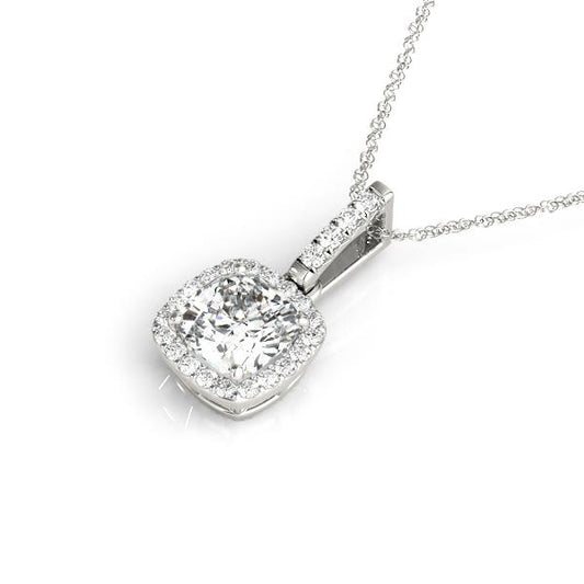 Lab Diamond Cushion Halo Pendant