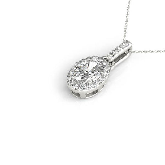 Lab Diamond Oval Halo Pendant