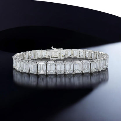 Emeral-Cut Lab Grown Diamond Tennis Bracelets 33ct.tw EF VS1+