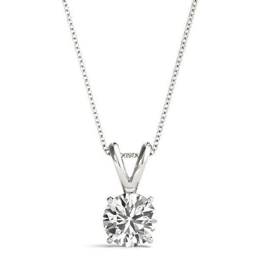 1.25 Carat Diamond, 14K White Gold 4 Prong Set Round-cut Lab Grown Diamond Stud Solitaire Pendant Necklace (J, VS-SI) by Revival Diamonds| Jewelry for Women| Gift Box Included