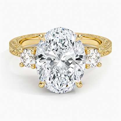 Elsie Three Stone Engraved Diamond Ring (1/3 ct. tw.)