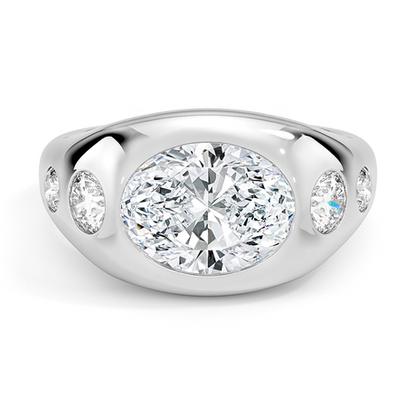 Sloane Flush Set Five Stone Diamond Dome Ring