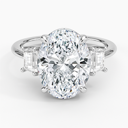 Embrace Three Stone Trapezoid Diamond Ring