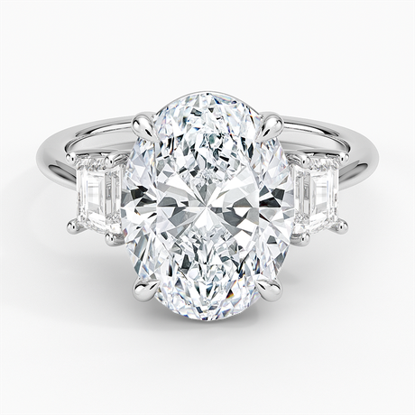 Embrace Three Stone Trapezoid Diamond Ring