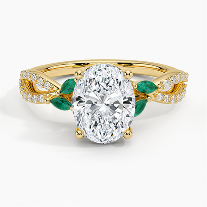 Luxe Willow Lab Emerald and Diamond Ring (1/8 ct. tw.)